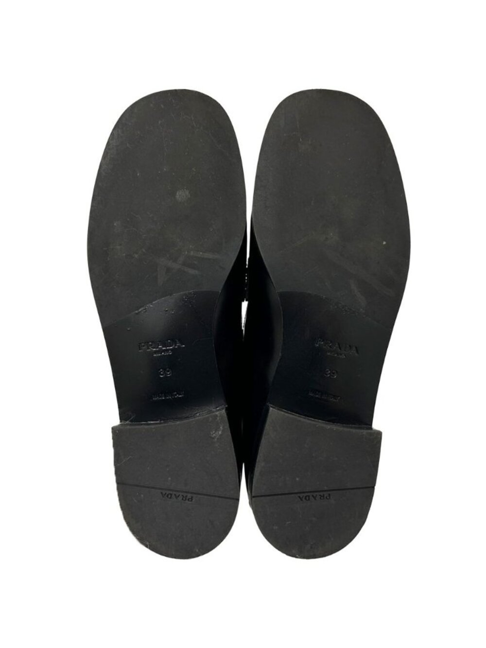 Prada Leather Shoes Triangle Logo Loafers Black 39 Simple - Picture 6 of 15